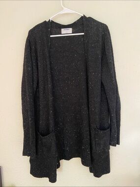 Old Navy Black Flecked Open-Front Pocket Cardigan
